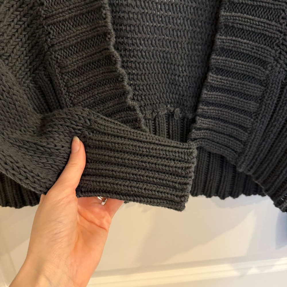Wooden Ships Chunky Open Knit Grey Cardigan (S/M) - Picture 5 of 7